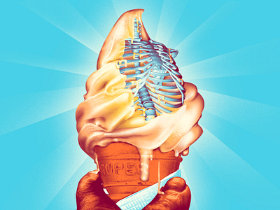 Melting bone bone graphic design ice cream illustration ribs spine summer.