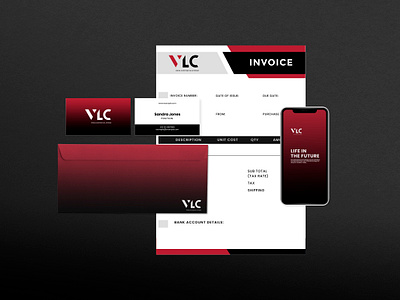 E-Commerce Logo & Stationery background design brand book brand identity branding business card e commerce brand identity e commerce business card e commerce logo envelope formal typography graphic design invoice letterhead logo logo design logotype red design red stationery stationery typography