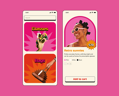 Retro eCommerce app app concept ecommerce explore maximalist mobile retro shopping ui design