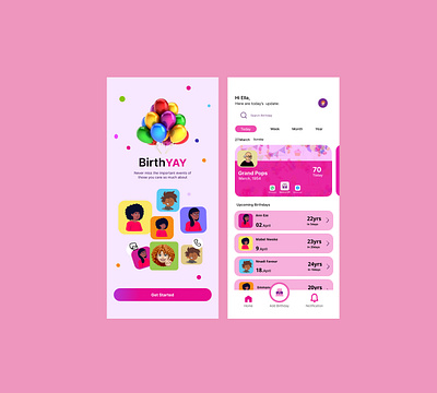 Birthday app birthday design graphic design light mode moblie ui ux