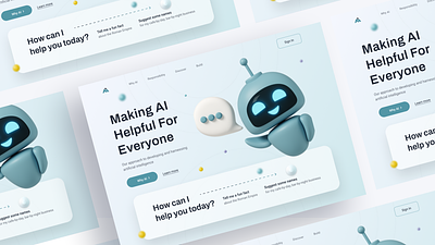 AI Website Design 3d ai artificial intelligence branding clean creative cryptocurrency digital hero section home page landing page minimal robot trading typography ui ux visual design web web design