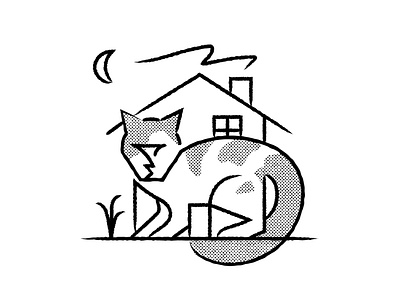 BP x Kawa animal black and white branding cat charity halftone illustration illustrator line line art lineart minimal minimalist screentone simple