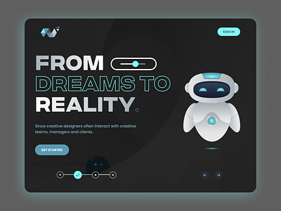 Pocket Robot app landing page dark mode home page landing page nft pocket robot robot simple ui ux website