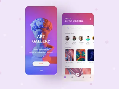 Art Gallery App app design app ui art app art gallery app gallery app mobile app mobile ui ui design uiux design ux design