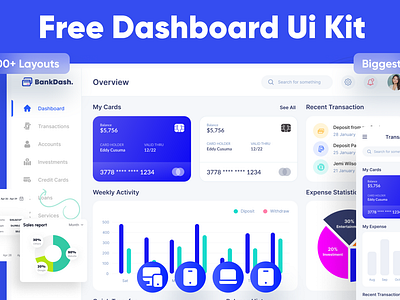 Bank Dashboard UI Kit animation app dashboard dashboarddesignfigma dashboarduidesign dribble figma figmadesign fiverr graphic design landingpage motion graphics ui uidesign uiux uiuxdesign upwork uxdesign webappdesign website