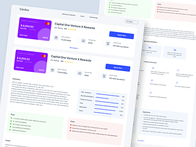 Credit cards review website card card review clean credit card hero section homepage landing page review ui ux website