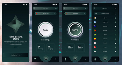 Light VPN : mobile Application figma design mobile application dsign ui vpn design