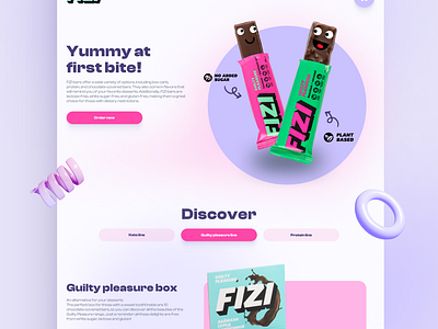 Landing page design for no sugar bars animation colorpalette design designinspiration digitaldesign landing page product purpledesign ui ux web websiteinspiration