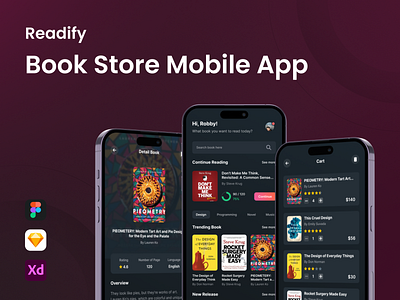 Readify - Book Store Mobile App book book store e commerce ebook mobile app mobile design reading shelves store templates ui design ux design