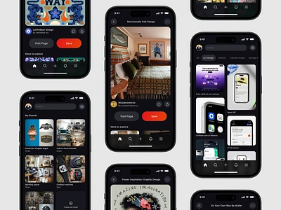 Pinterest alternative concept alternative app concept dark mode pinterest