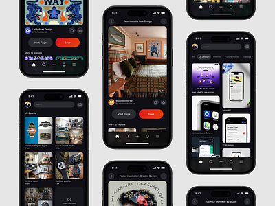 Pinterest alternative concept alternative app concept dark mode pinterest