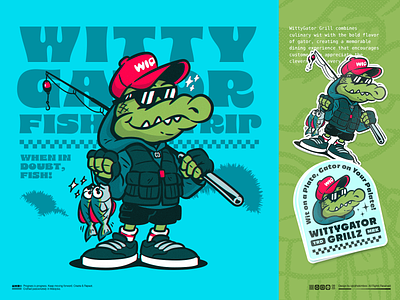 WittyGator® alligator animal camping character crocodile emblem fishing graphic design illustration malaysia outdoor predator sticker strike vector