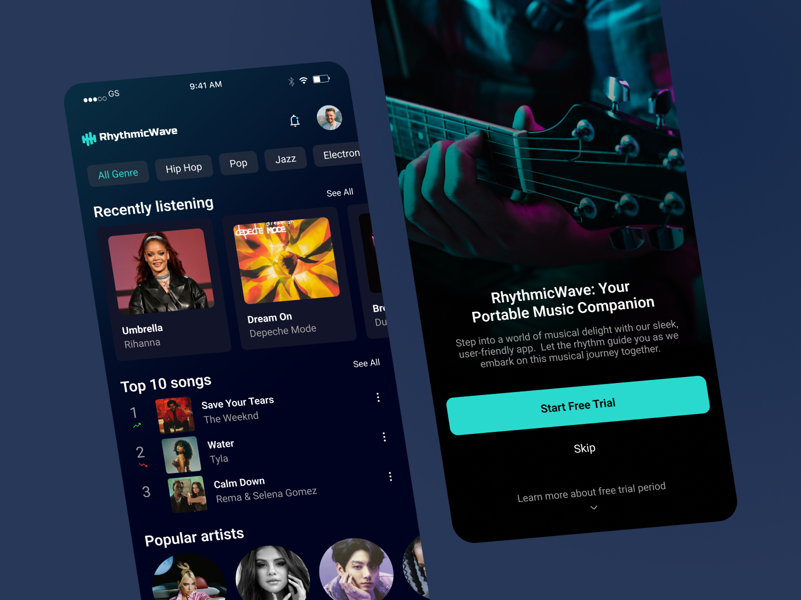 RhythmicWave: Music Player Mobile Concept branding design figma graphic design platform ui website