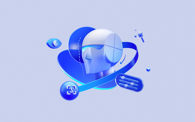 AI vision 3D icon 3d ai blue branding c4d design glass graphic design icon web