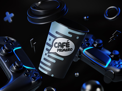 Paper Coffee Cup with Gamepads Mockup PSD fast