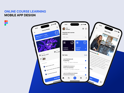Online Course-Learning App course app figma mobile app design online course app product design ui uiux