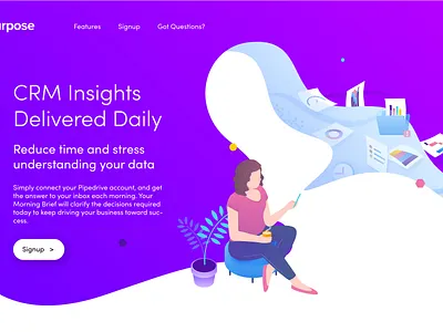 Hero explorations - Reduce stress from data illustration web design
