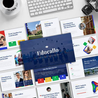 Educallo - Education & University Presentation Templat academic campus certification class clean collage course diploma education graduation graphic design modern portfolio presentation profecional school seminar simple study teacher