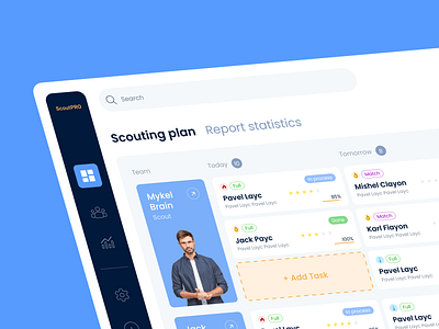 Dashboard for football scouts app dashboard football ui ux