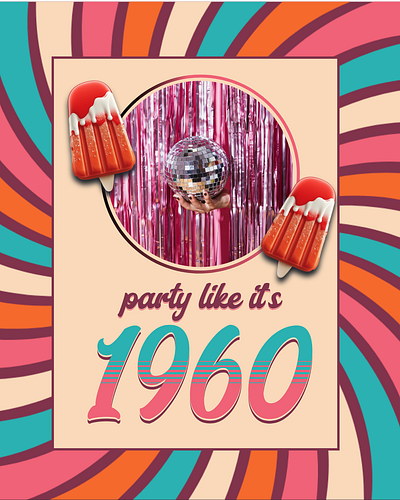 Party like it's 1960 1960 branding custom graphics disco disco ball graphic design graphic designer illustration invitation motion graphics poster retro design retro graphic starrdigitals