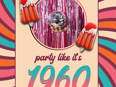 Party like it's 1960 1960 branding custom graphics disco disco ball graphic design graphic designer illustration invitation motion graphics poster retro design retro graphic starrdigitals