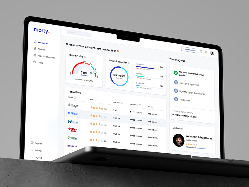 B2B SaaS FinTech Platform Design app app design application design borrower broker dashboard figma fintech lender loan managing app mortgage mortgage crm pipeline uiux ux design