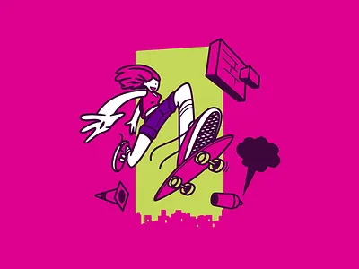 Skate Girls Team anatomy animacion character design clothes girl drawing graffiti illustration logo mujer personaje mujer street culture vans vector