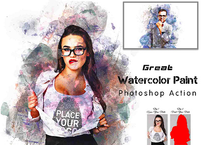 Great Watercolor Paint Photoshop Action ink splash
