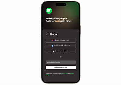 Daily UI - A sign up page challenge daily ui gradient mobile product design sign up spotify