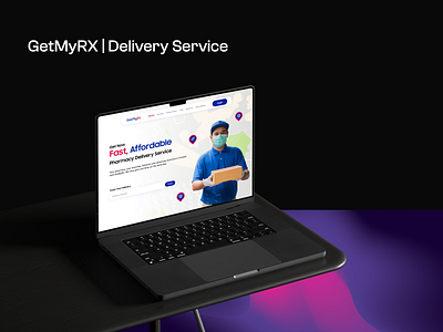 GetMyRX | Delivery Service Website blue courier courier service delivery delivery service landing page medical courier medication delivery medicine medicine delivery pharmacy red shipment supplies website