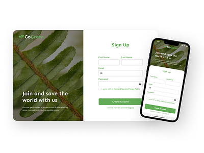 Daily UI Challenge #001 - Sign Up (Volunter Go Green) dailyui 001 graphic design landing page mobile design ui web design