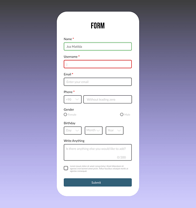 Form - Daily UI 082 app challenge dailyui82 design figma form mobile ui uix101 ux web website