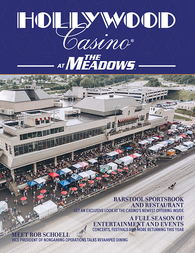 Holloywood Casino at The Meadows Magazine branding casino design event graphic design hollywood indesign layout magazine page print typography visual identity