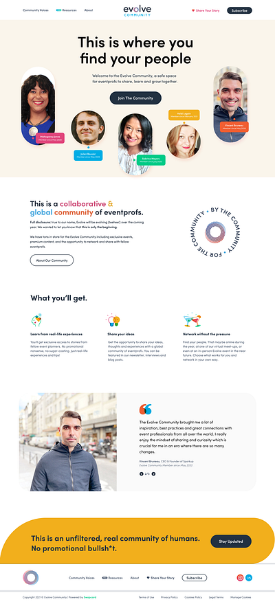 Community website landing page & branding branding icons web design