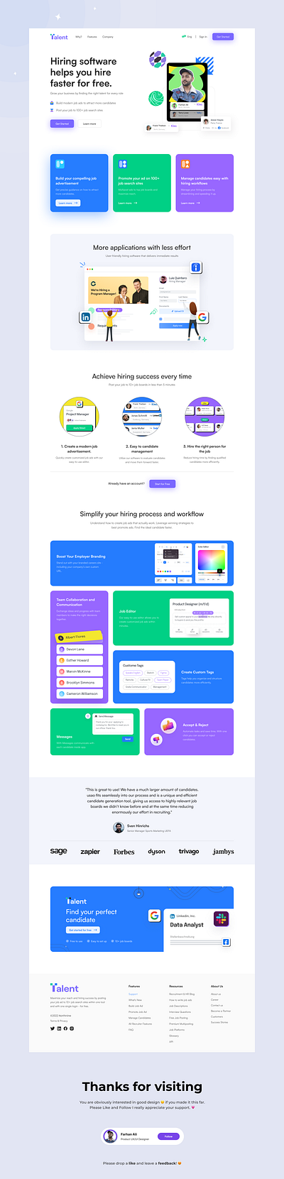 Hiring Software Landing Page Design branding designer figma illustration landing page design logo saas ui ui designer ux design website design