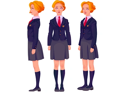 Cartoon character in school uniform prepared for shape animation animation app branding concept design illust illustration motion graphics ui ux vector