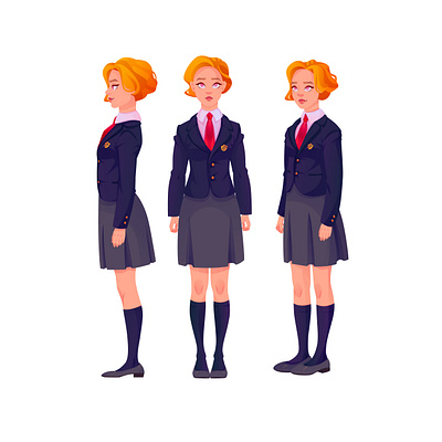 Cartoon character in school uniform prepared for shape animation animation app branding concept design illust illustration motion graphics ui ux vector