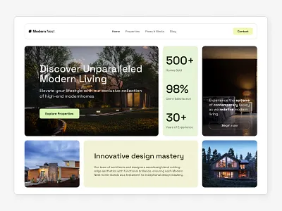 Landing Page Design : Modern Homes bento grid hero section landing page modern home ui ui design ux ux design web design