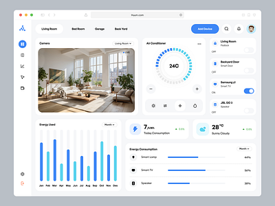 Home Control App app chart clean controll design fireart home smart temperature ui ux