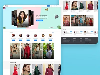 Live Video Shopping colorful flat homepage minimal ui ux