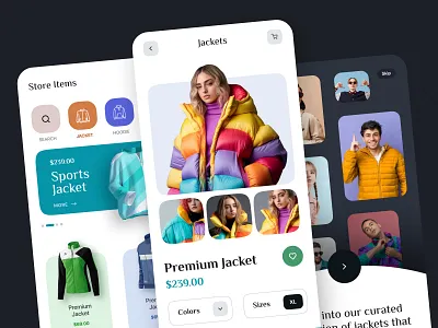 Winter Collection App app branding cloth cold design graphic design jacket mobile shirt sweater ui winter women