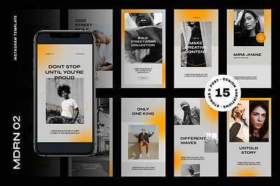 MDRN 02 Instagram Templates insta instagram instagram stories instagram template layout mdrn 02 instagram templates media modern photoshop post promotion social social media square stories story template trend