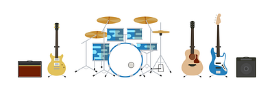 Some of my gear drums guitar illustration instruments music
