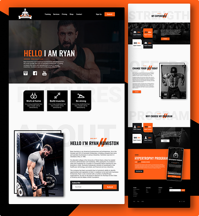 About Me Page about about us abstract bodybuilding design figma fitness gym home landing logo modern plugin uiux design web design workout