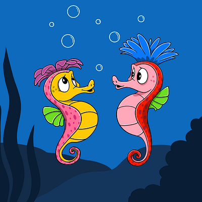 Seahorse cartoon character cartoon illustration cartoon style character design hippocampus illustration procreate procreate illustration seahorse