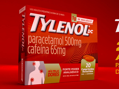 Tylenol 1g 3d branding graphic design