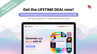 CandyIcons Lifetime Deal on Appsumo🎉 ai appsumo branding deal graphic design icons ui