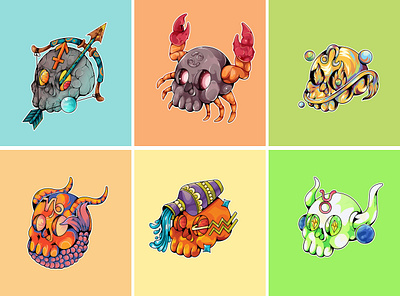 30 Skull stickers colorful design graphic design illustrate illustration love skull stickers vector
