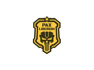 PAX Liberium Esports army badge esports gamer ghost logo design logomark military minimal monogram old school army patch skull