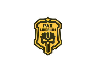 PAX Liberium Esports army badge esports gamer ghost logo design logomark military minimal monogram old school army patch skull